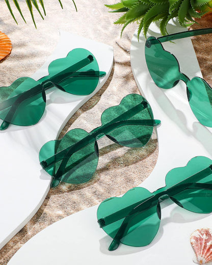 Photect 12 Pair Heart Shaped Sunglasses Neon Color Transparent Heart Glasses for Women Party Favor