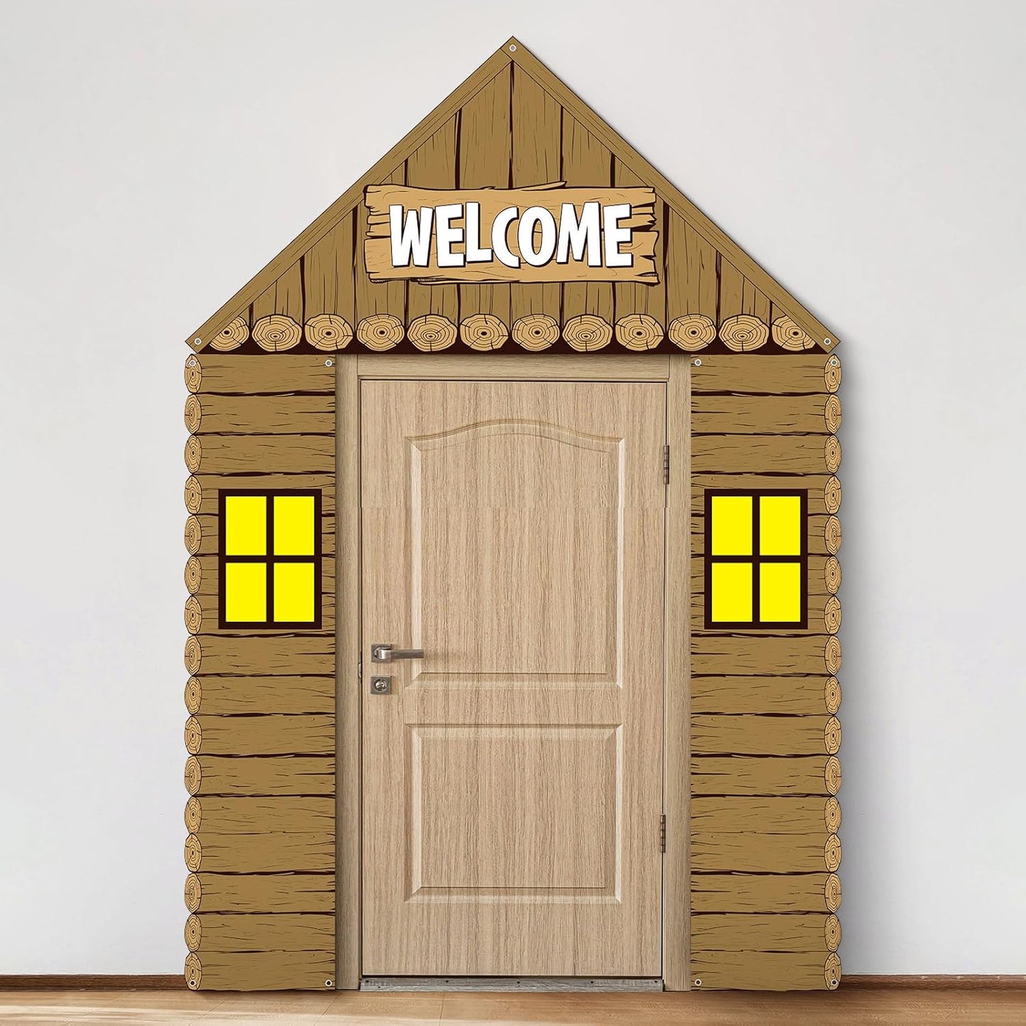 Peryiter 3 Pcs Camping Themed Party Decorations Banner Welcome Porch Sign with 1 Double Sided Tape for Summer Camp Birthday Hawaii Baby Shower Themed Party Activity Decor door (Forest Style)