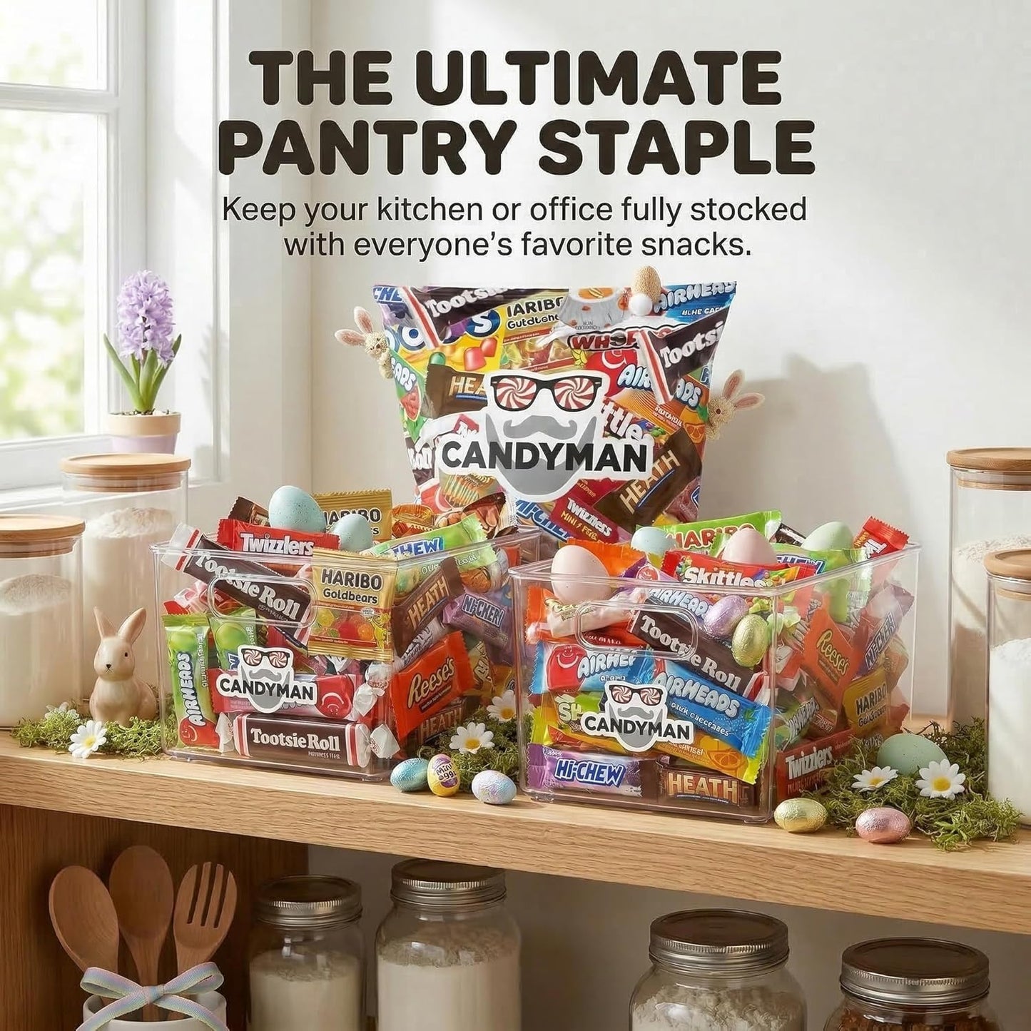 CANDYMAN Bulk Candy Variety Pack - 80+ Pieces, 2 LB Individually Wrapped Chocolate & Candy Mix, Father's Day, Fillers, Piñata Stuffers, Party Favors, Goodie Bags, Father's Day, Ship with Ice