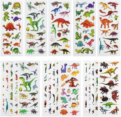 24 Sheets(500+) 3D Puffy Stickers for Toddlers Kids, Bulk Preschool Sticker Sheets for Reward, Craft, Scrapbooking Including Animal, Fruits, Dinosaurs, Fish and More