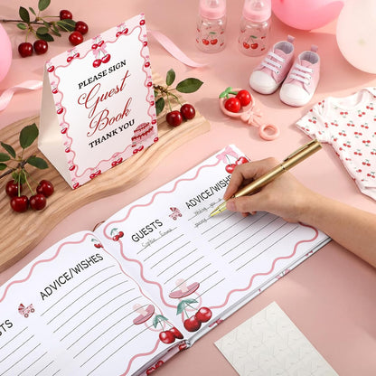 Fuyoooo 27 Pcs Safari Animal Baby Shower Guest Book Set Baby Shower Sign in Guest Floral Book Place Table Cards with Gold Pen Adhesive Photo Corner for Birthday Party