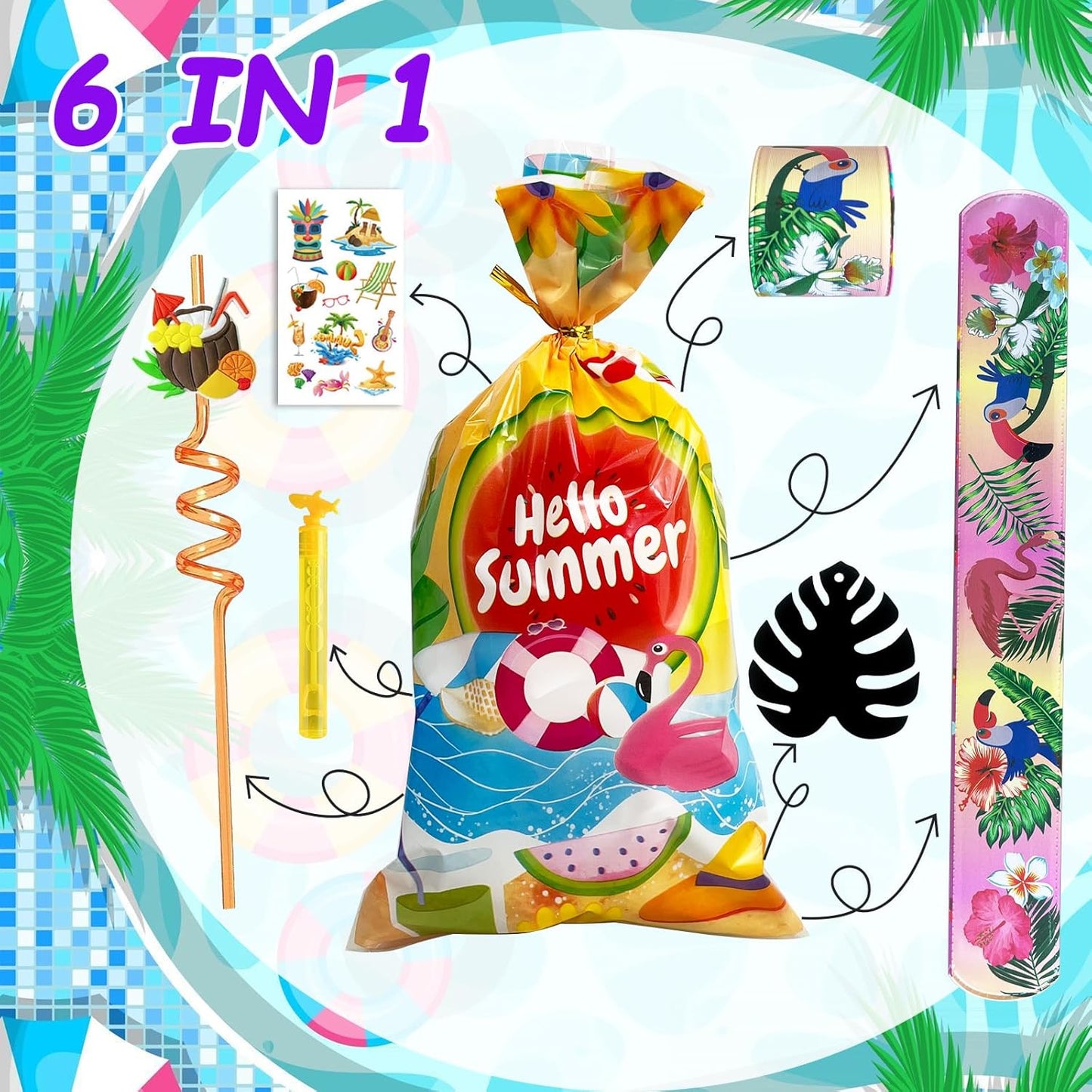 ANPHILE 12 Pack Hawaiian Luau Party Favors, Tropical Luau Party Favors Pinata Filler Goody Bag Stuffer for Summer Pool Beach Party