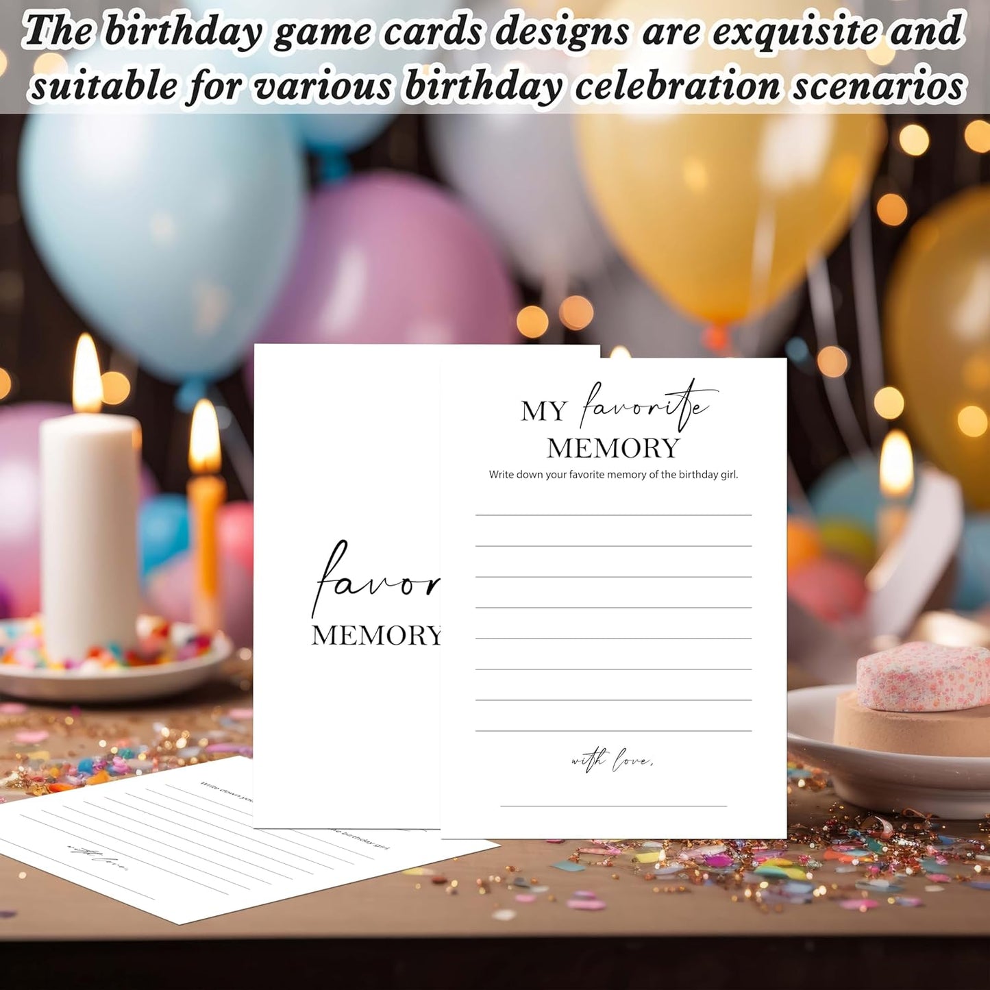 Birthday Party Games Card for Adults, 30 Pcs Ice Breaker Game Cards for Girl Bday Celebrations Decorations Supplies Favors - B01
