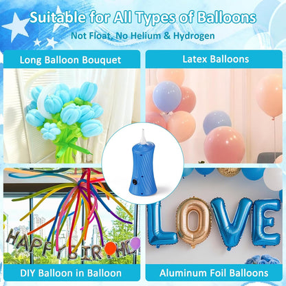 Balloon Pump Electric Balloon Pump Air Balloon Pump Balloon Blower Machine Portable Long Animal Blower Machine Blue/Orange/Pink/Purple Electric Balloon Pump Inflator for Party/Wedding/Birthday Decor