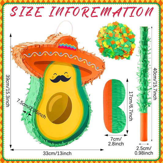 Lewtemi Mexican Duck Piñata for Birthday Party Cinco de Mayo Fiesta Decorations with Piñata Stick Blindfold Confetti Set