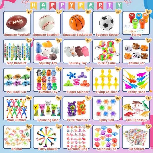 Party Favors for Kids Goodie Bags Stuffers, Treasure Chest for Kids Prize Box Toys for Classroom 8-12 4-8, Bulk Small Toys for Boys Girls Birthday Pinata Gift Bag Fillers 3-5