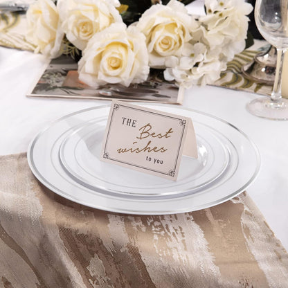 I00000 102 Pieces Gold Plastic Plates, Disposable Party Plates White Gold Rim, 51 Disposable Gold Dinner Plates 10.25 Inch and 51 Disposable Dessert Appetizer Elegant Fancy Wedding Plates 7.5 Inch