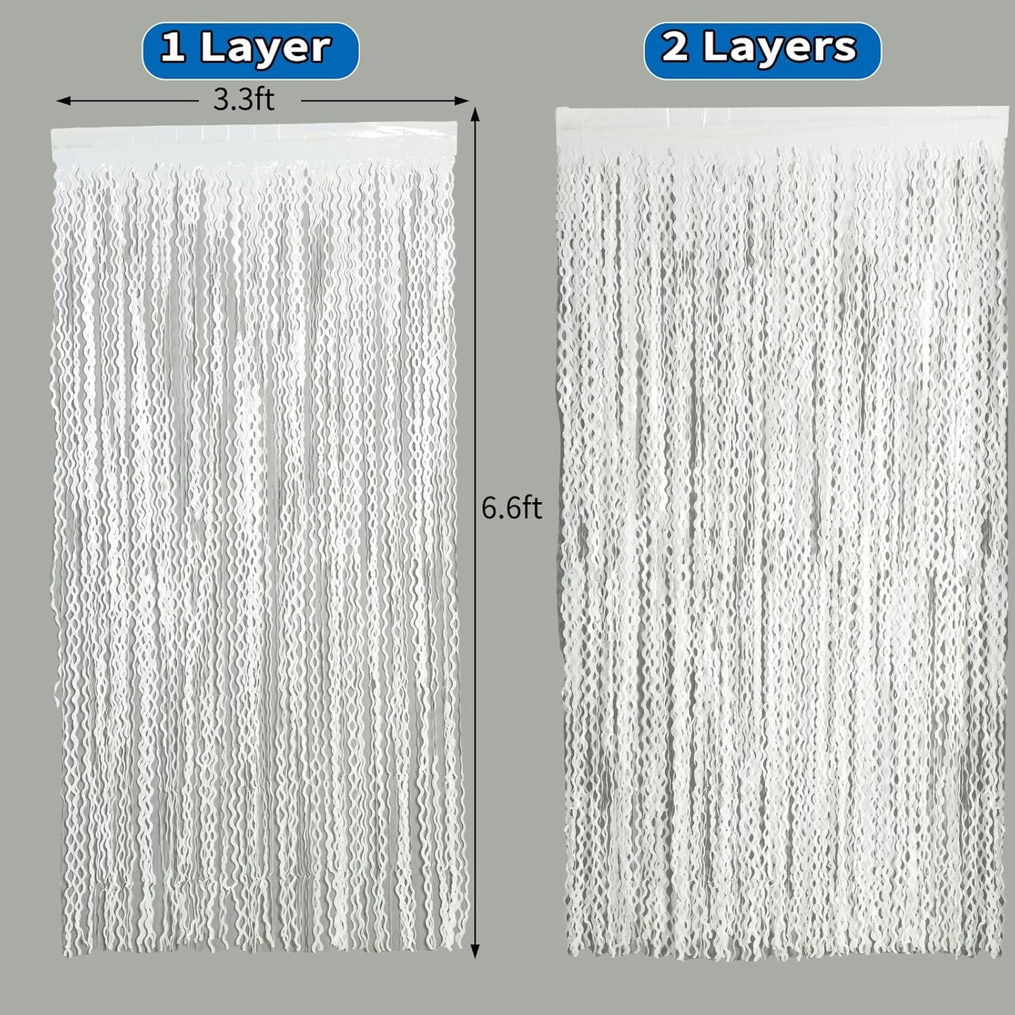 4 Pack Wavy Champagne Gold Metallic Tinsel Foil Fringe Curtains Backdrop - 3.3X6.6ft Foil Fringe Backdrop for Parties | Door Streamers for Birthday | Photo Booth Backdrops Party Decor
