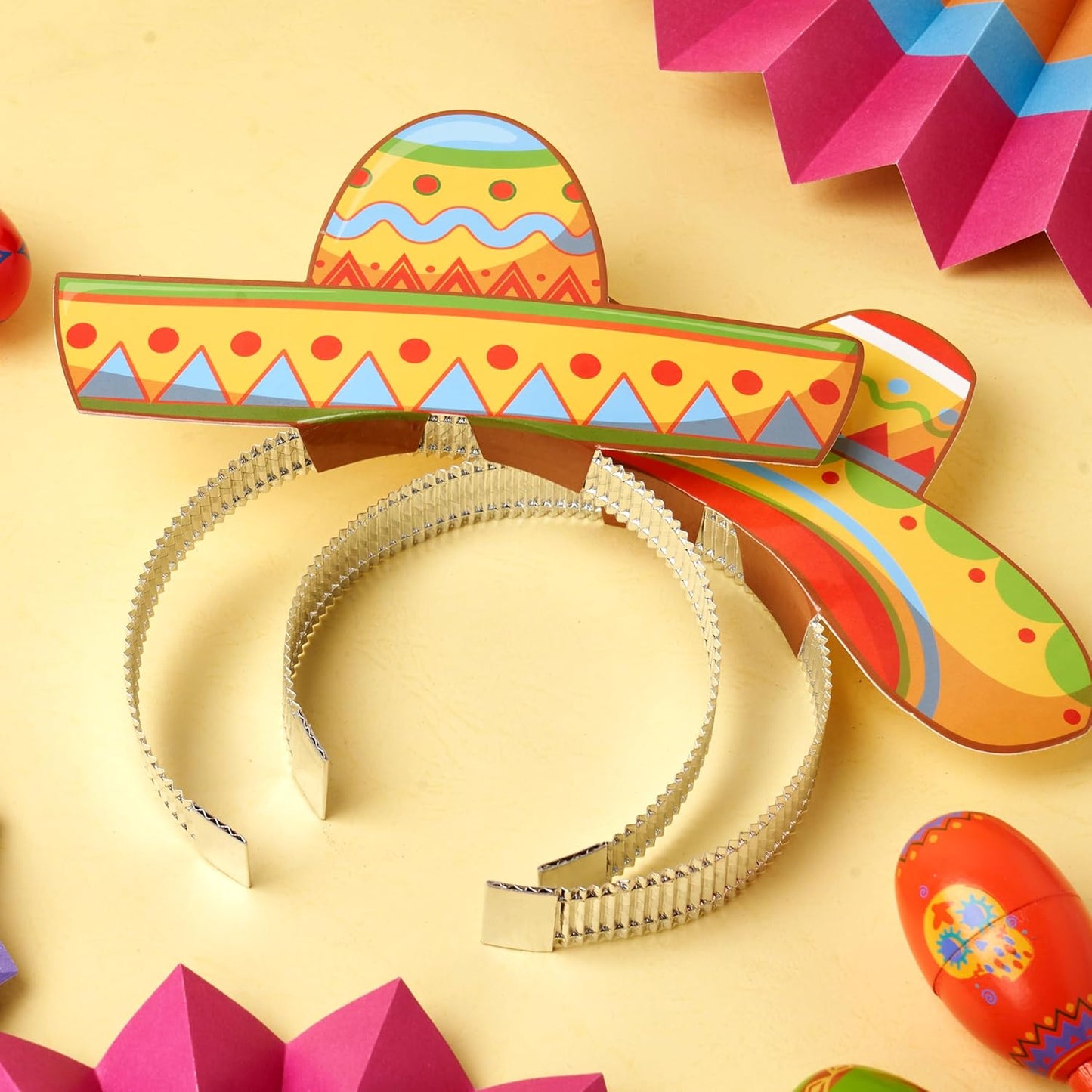 JOYIN 24 Pcs Cinco de Mayo Sombrero Headbands for Mexican Themed Fiesta Party, Party Supplies Decorations for Fun Fiesta Hat Party Supplies, Luau Event Photo Props
