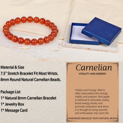 LPBeads Handmade Natural Gemstone Stretch Elastic Bracelet Healing Crystal Round Stone Beads Jewelry Gifts for Women Men