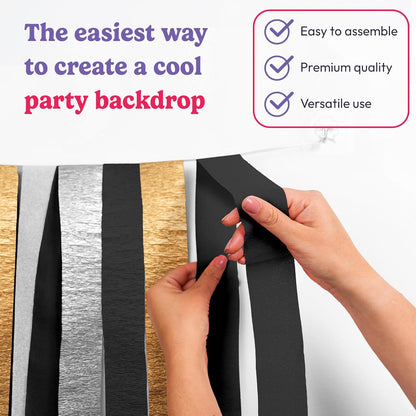 HOUSE OF PARTY Blue Skies Crepe Paper Streamers 6 Crepe Paper Rolls 492ft (1.8 Inch x 82 Ft/Roll) - Pack of 4 Shades of Blue, 1 Silver, 1 White Streamers Party Decorations