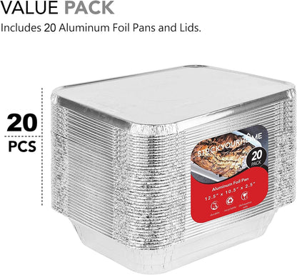 Stock Your Home Aluminum Pans 9x13 Disposable Foil Pans (30 Pack) - Half Size Steam Table Deep Trays - Tin Foil Pans Great for Cooking, Heating, Storing, Prepping Food