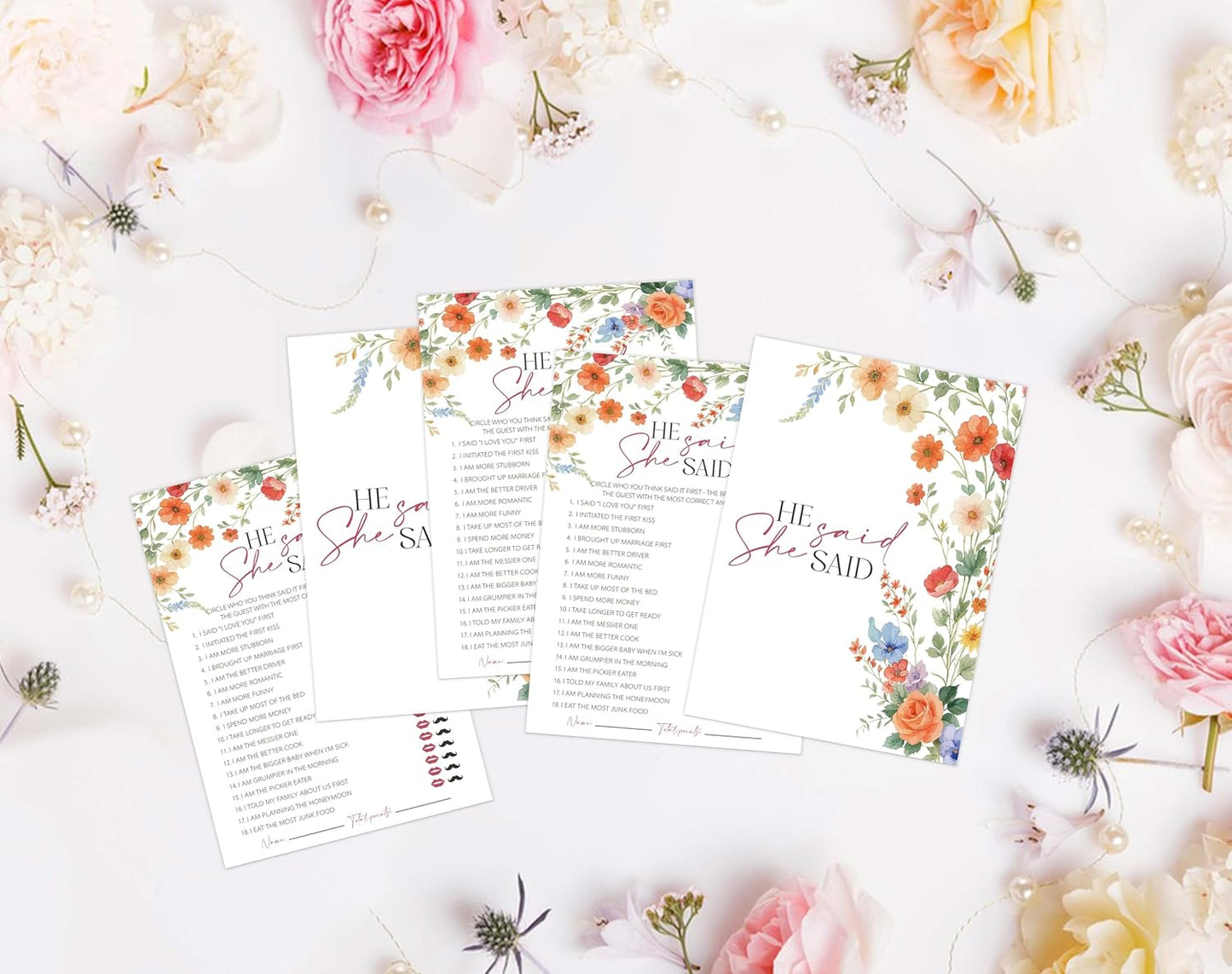 Wildflower Bridal Shower Games, Boho Flowers Bridal Shower Bingo Game with Blank Squares for 30 Guests with Game Cards, Bridal Shower Decor, Wedding Decorations Supplies (15)