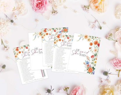 Wildflower Bridal Shower Games, Boho Flowers Bridal Shower Bingo Game with Blank Squares for 30 Guests with Game Cards, Bridal Shower Decor, Wedding Decorations Supplies (15)