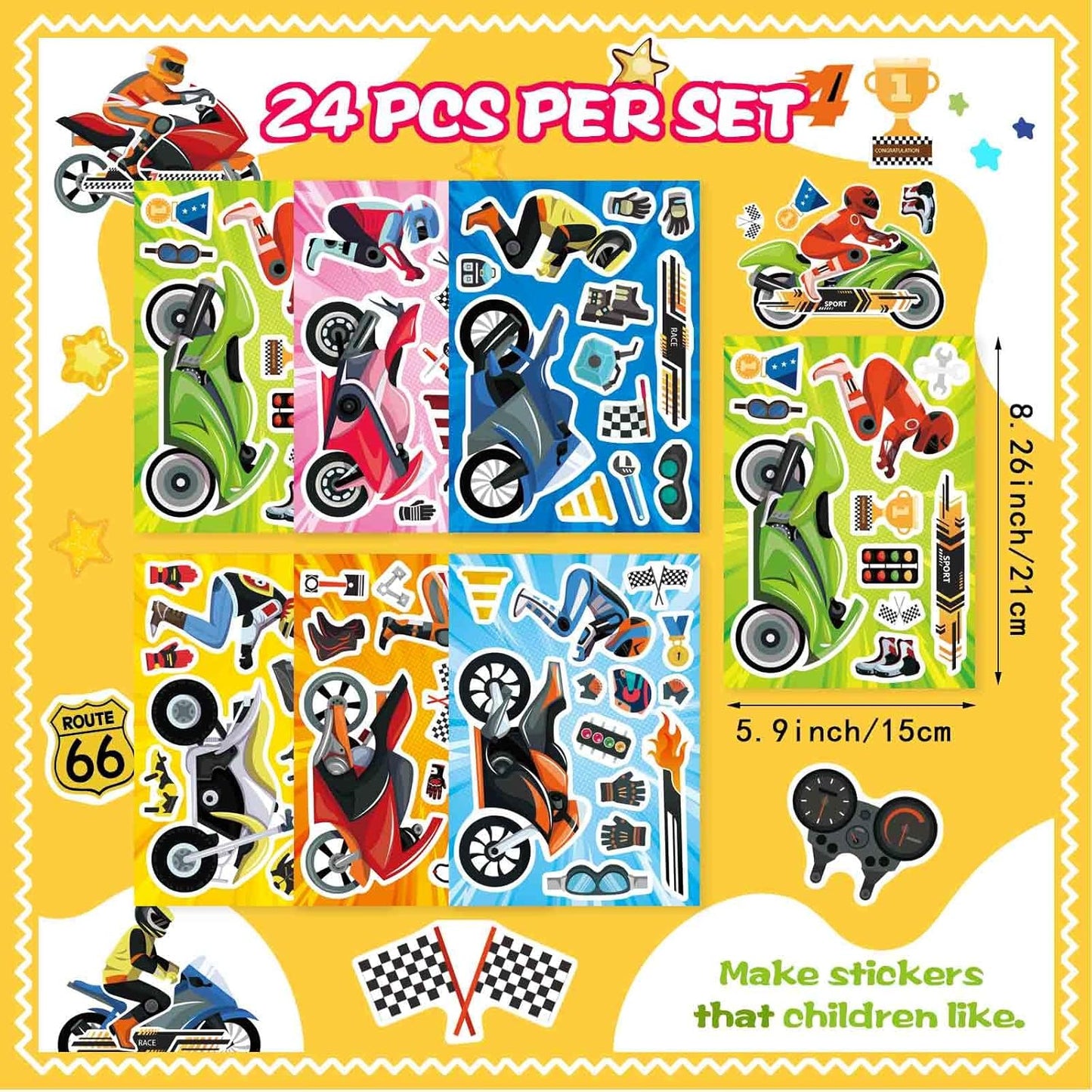 24 PCS Fairy Stickers for Kids, Make a Face Sticker with 8 Unique Designs Fairy, Frog, Mushroom, Make Your Own Stickers for Girls Birthday Party Favors, Goodie Bags, DIY Crafts