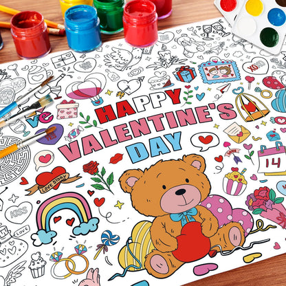 43.3x31.5 Summer Coloring Poster with Picture, Giant Cute Painting Poster, Large Coloring Tablecloth for Classroom Home Birthday Party Supplies Favor