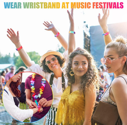 Woanger 500pcs Paper Event Wristband VIP Tie Dye Rainbow Armband Colorful Band Lightweight Disposable Bracelet for 250th Anniversary Tie Dye Event Birthday Admission Neon Party Concert Festivals