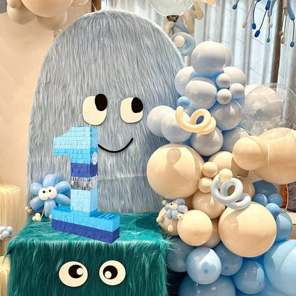 PCFING 20 Inch Number 3 Piñata Blue Silver with 30 Inch Piñata Stick Blindfold Confetti for Boys Girls Adults Birthday Party Decorations, Anniversary Celebration, Fiesta