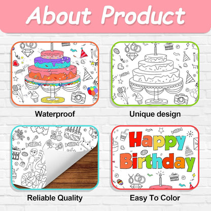 Happy Birthday Giant Coloring Tablecloth Poster for Kids,30x72Inch DIY Art Activity Birthday Drawing Paper Coloring Tablecloth Poster Table Cover Mat Home Classroom Birthday Party Suppiles