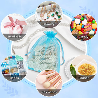 ANZNKU Pink Organza Bags 4 x 6 in 50PCS, Small Gift Bags for Goodie Candy Jewelry Soap Packaging, Cute Little Mesh Bag Drawstring Bulk for Wedding Birthday Party Favor Baby Shower & Easter Gifts Wrap
