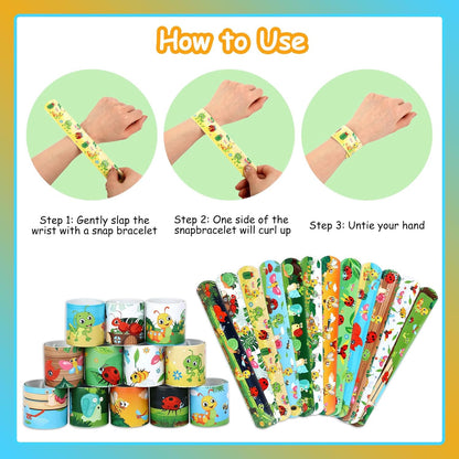 Serencatcher 48pcs Slap Bracelets Party Favors for Birthday Baby Shower Party Supplies Gifts
