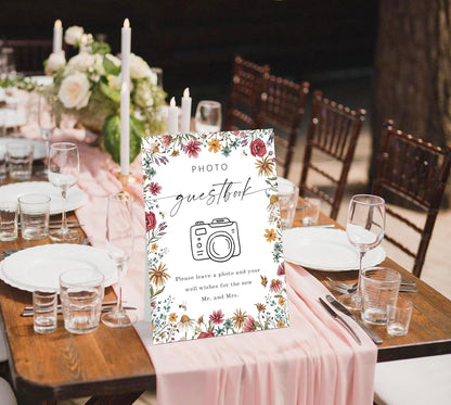 Wild Flower Audio Guest Book Sign, Baby in Bloom Love is in Bloom Decorations, Bridal Shower Baby Shower Wedding Signs for Reception, Floral Party Table Decor, 8 x 11 Inch