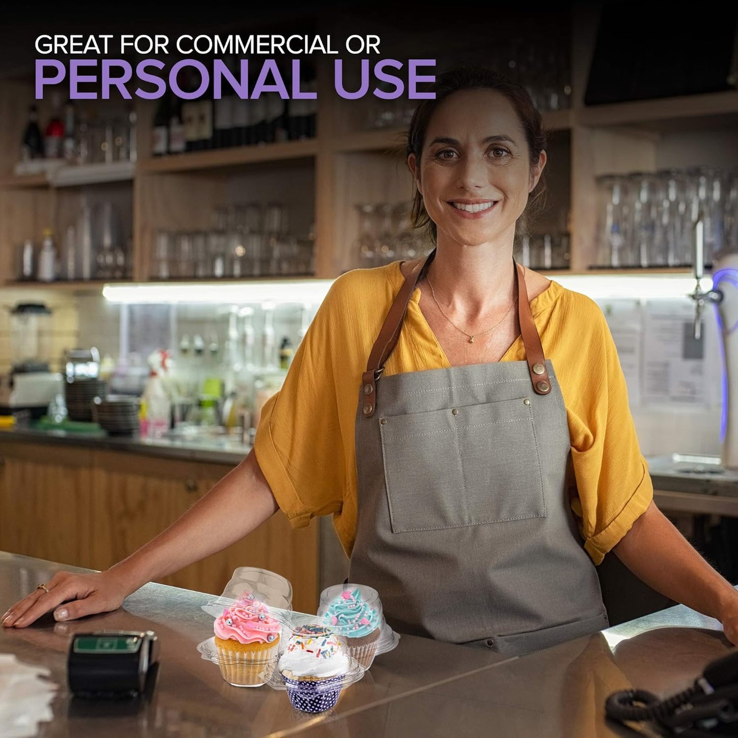 Stock Your Home Individual Cupcake Containers, 50 Pack, Cupcake Holder with Lid, Plastic Single Cupcake Container, Muffin Container, Stackable, BPA Free