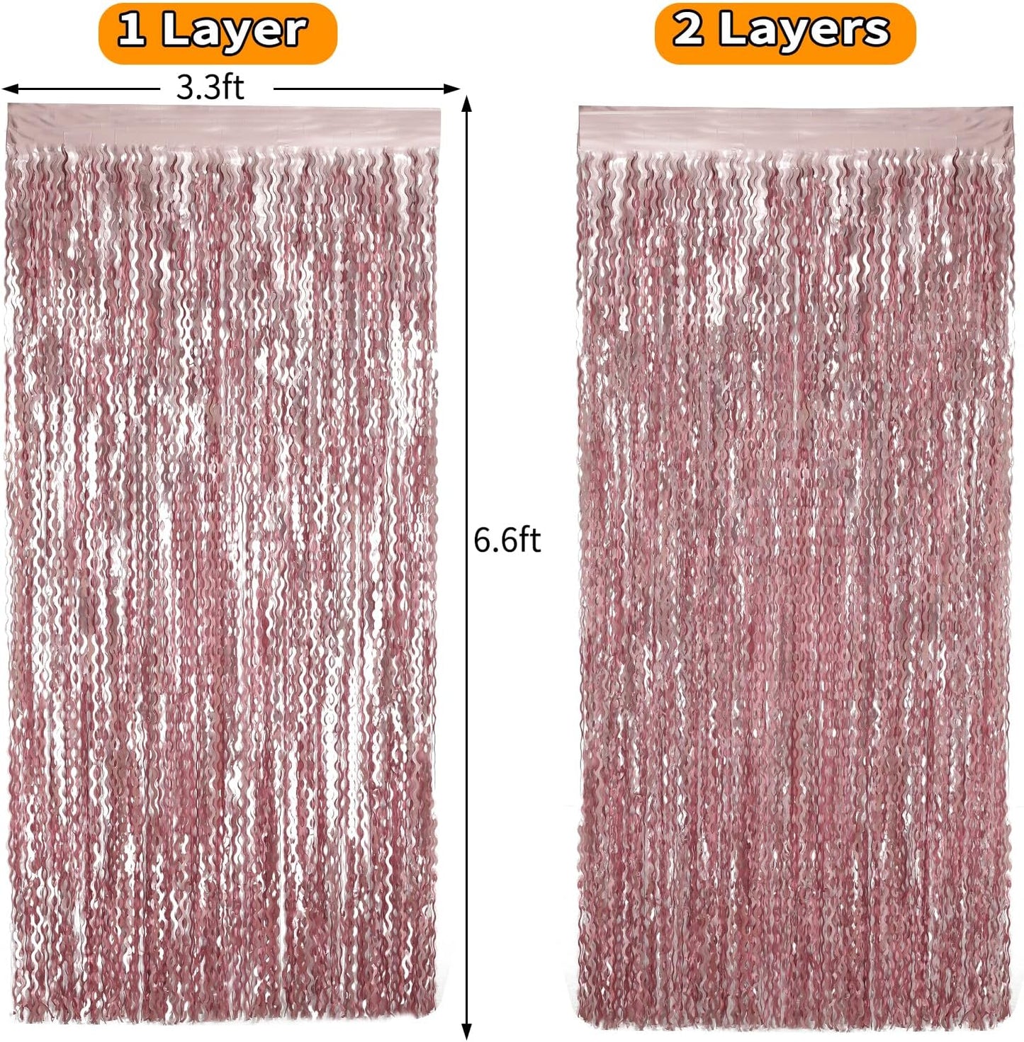 4 Pack Wavy Champagne Gold Metallic Tinsel Foil Fringe Curtains Backdrop - 3.3X6.6ft Foil Fringe Backdrop for Parties | Door Streamers for Birthday | Photo Booth Backdrops Party Decor
