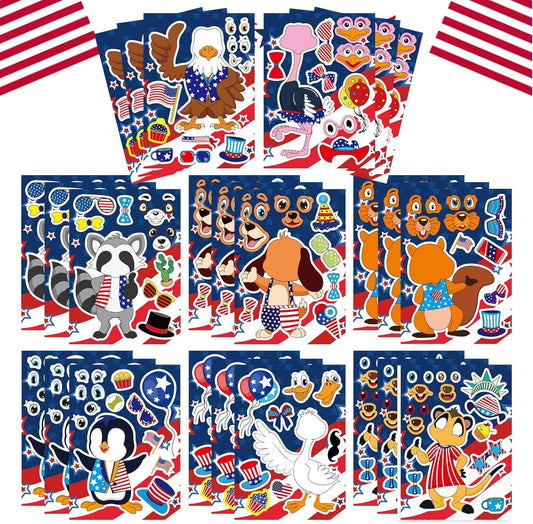 24 Sheets Summer Stickers for Kids Toddlers, Make-a-face Stickers for Kids Classroom Make Your Own Animal Mix & Match Sticker, Pool Beach Luau Hawaii Sticker, Summer Holiday Party Favors