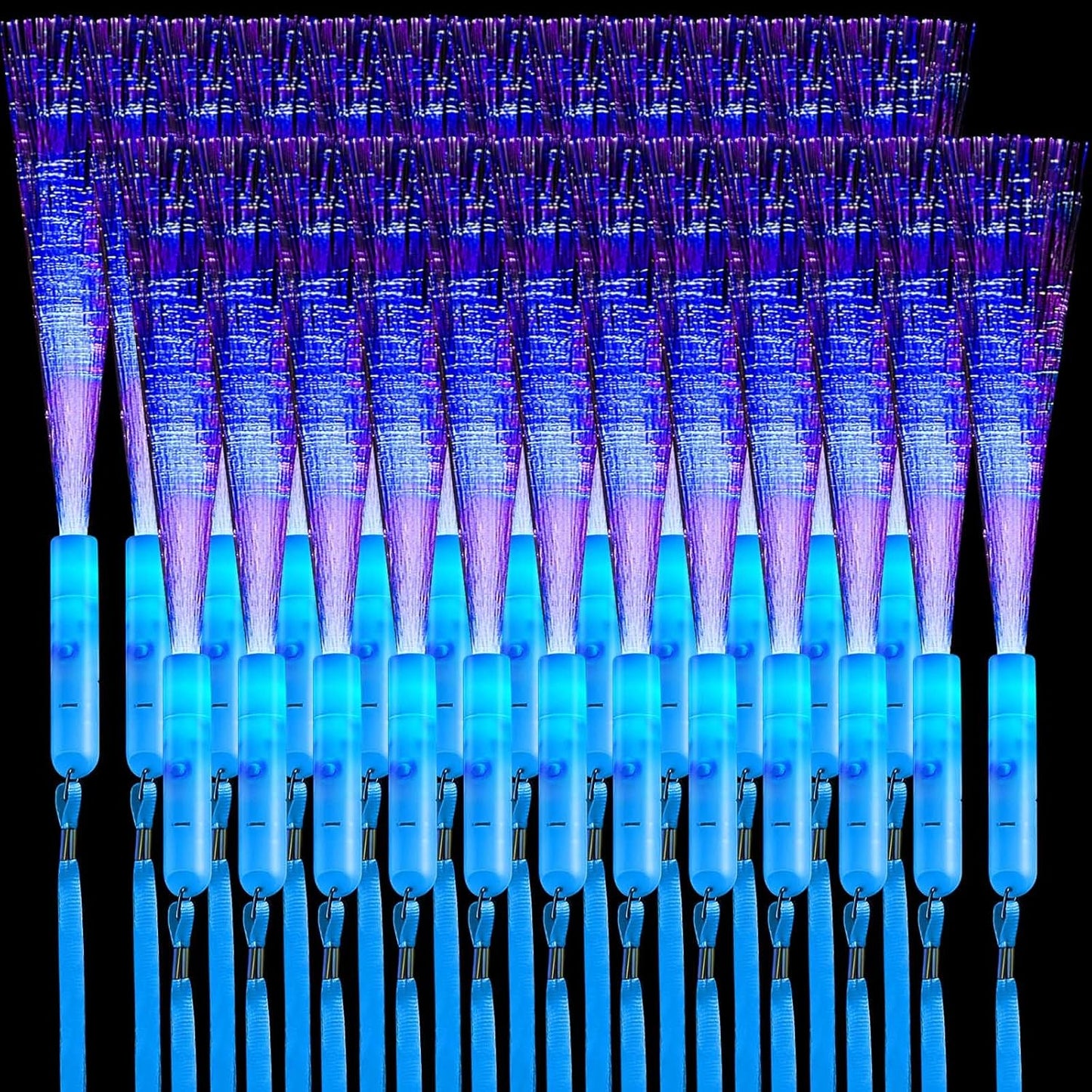 Zhanmai 24 Pieces Upgraded Glow Fiber Wands Sticks K-pop Concert LED Light Fiber Optic Wands LED Flashing Glow Sticks Bulk for Wedding Party Favors(Mixing Color)