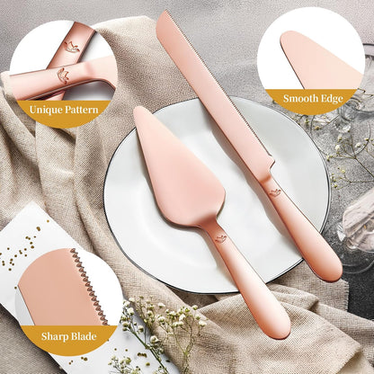Cake Cutting Set for Wedding - Extended Cake Knife and Server Set Thickened Stainless Steel 13.0" Cake Cutter 10.49" Pie Spatula Great for Birthday Anniversary Christmas Gift 2 Pcs Silver