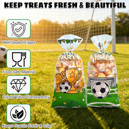Soarvita Wildflower Cellophane Treat Bags: 50Pack Clear Plastic Floral Goodie Bags with 60 Ties for Cookies Snacks & Gift Packaging, Spring Candy Bag for Baby Bridal Shower Wedding Party Favors