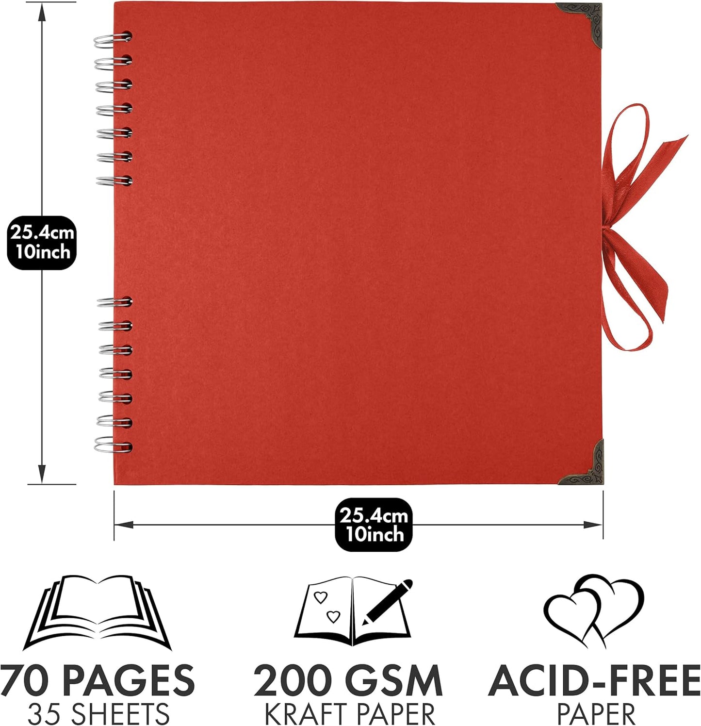 Bstorify Scrapbook Album 60 Pages (8 x 8 Inch) Brown Thick 200gsm Kraft Paper, Photo Album Scrapbook, Memory Book - Ideal for Your Scrapbooking Albums Art & Craft Projects