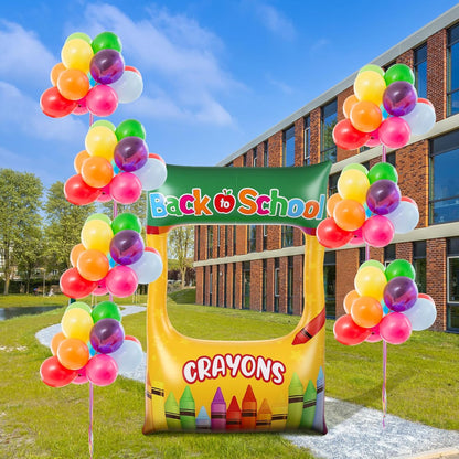 Back to School Decorations Inflatable Balloons Photo Booth Props Frame 40'' Apple Photo Props Pencil Selfie Frame Welcome First Day of School Picture Selfie for Party Decoration(Apple)