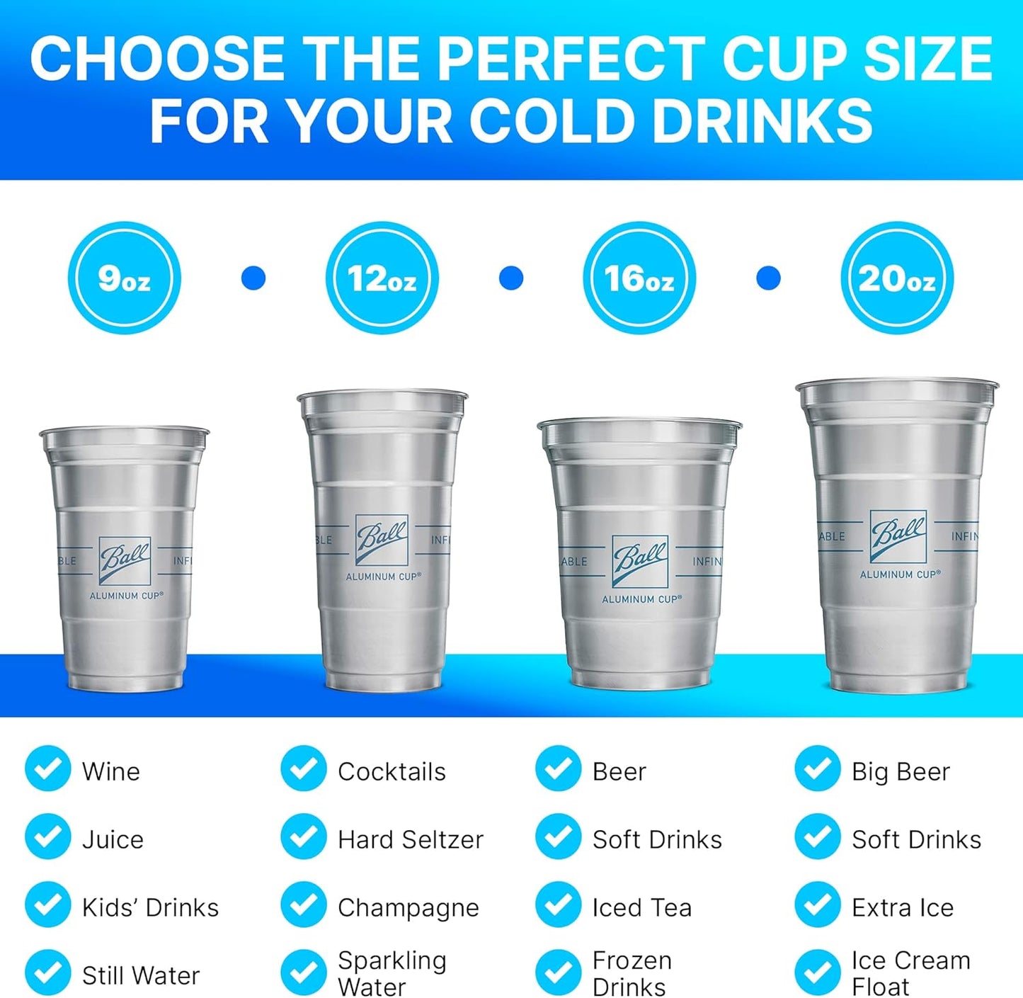 Top Cup – 16 Ounce, 30 Count, Reusable Aluminum Party Cups | Cold-Holding, Recyclable, Made in USA