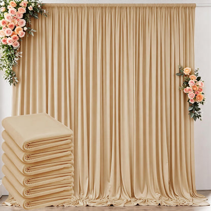 10 ft x 10 ft Wrinkle Free White Backdrop Curtains for Wedding Parties, Polyester Photography Backdrop Drapes for Birthday Parties Stage Backdrop Stand, 2 Panels 5x10FT Background Curtains