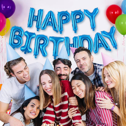 Happy Birthday Balloons Banner, Foil Balloon Personalized Name Letters Balloons Sign Birthday Party Decorations for Women Men Boys Girls Cream