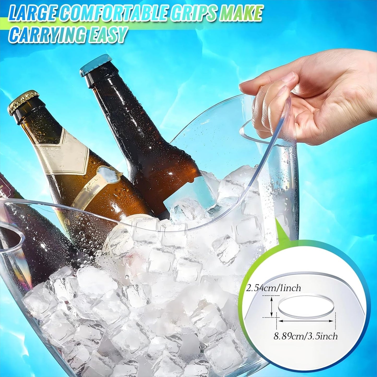 Cunhill 24 Pieces Plastic Clear Ice Bucket with Scoops Clear Acrylic Ice Tub Plastic Wine Bucket Party Beverage Chiller Bin Parties Tub for Wine Champagne or Beer (4 Liters)
