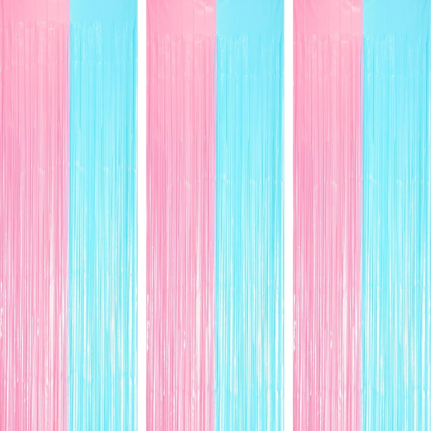 Voircoloria 3 Pack 3.3x8.2 Feet Gold Foil Fringe Backdrop Curtains, Tinsel Streamers, Fringe Backdrop for 2025 New Years Eve, Graduation, Birthday, Baby Shower, Gender Reveal, Disco Party - Colors A