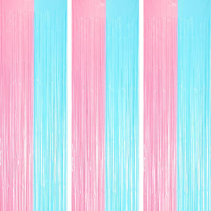Voircoloria 3 Pack 3.3x8.2 Feet Gold Foil Fringe Backdrop Curtains, Tinsel Streamers, Fringe Backdrop for 2025 New Years Eve, Graduation, Birthday, Baby Shower, Gender Reveal, Disco Party - Colors A