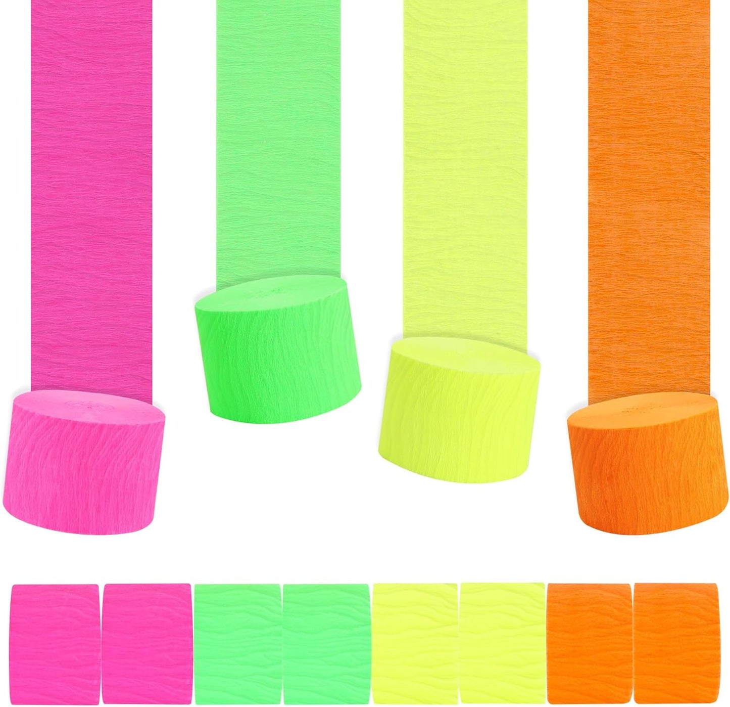 BEISHIDA 8 Rolls Red Yellow Blue and Green Crepe Paper Streamers for Carnival Circus Sesame Street Paw Party Decorations, Birthday DIY Craft Paper(1.8 Inch x 82 Ft/Roll)