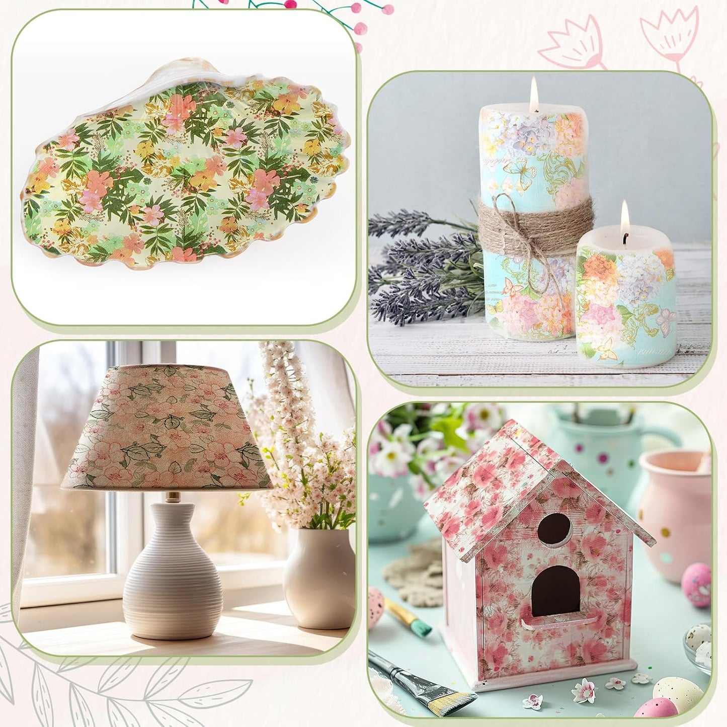 Crtiin 20 Pack Decoupage Napkins Floral Napkins Flower Cocktail Paper Decorative Toilet for Valentine's Day Birthday Party Beautiful Gorgeous, 20 Styles Each 6.5 Inches(Style 1)