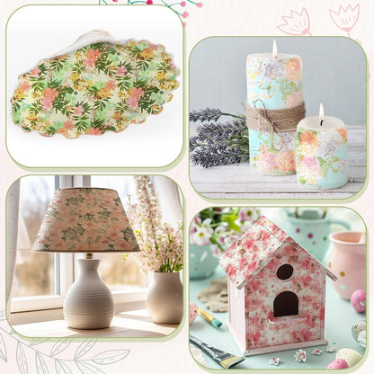 Crtiin 20 Pack Decoupage Napkins Floral Napkins Flower Cocktail Paper Decorative Toilet for Valentine's Day Birthday Party Beautiful Gorgeous, 20 Styles Each 6.5 Inches(Style 1)