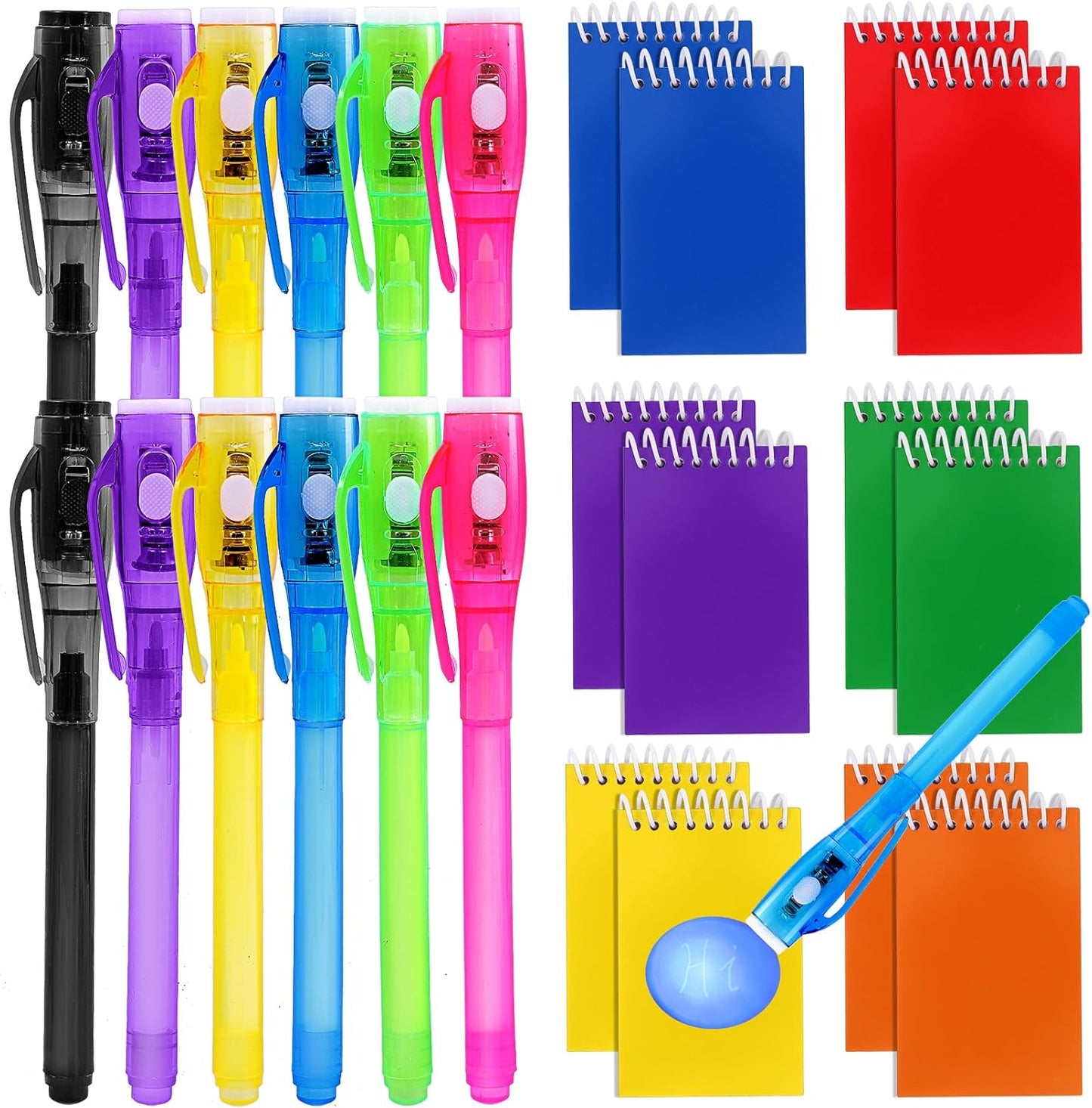 12 PCS Invisible Ink Pen and Mini Notebook,Spy Pen with UV Light for Kids,Disappearing Ink Pens for Writing Secret Message,Magic Marker for Birthday Party Favors,Halloween,Christmas