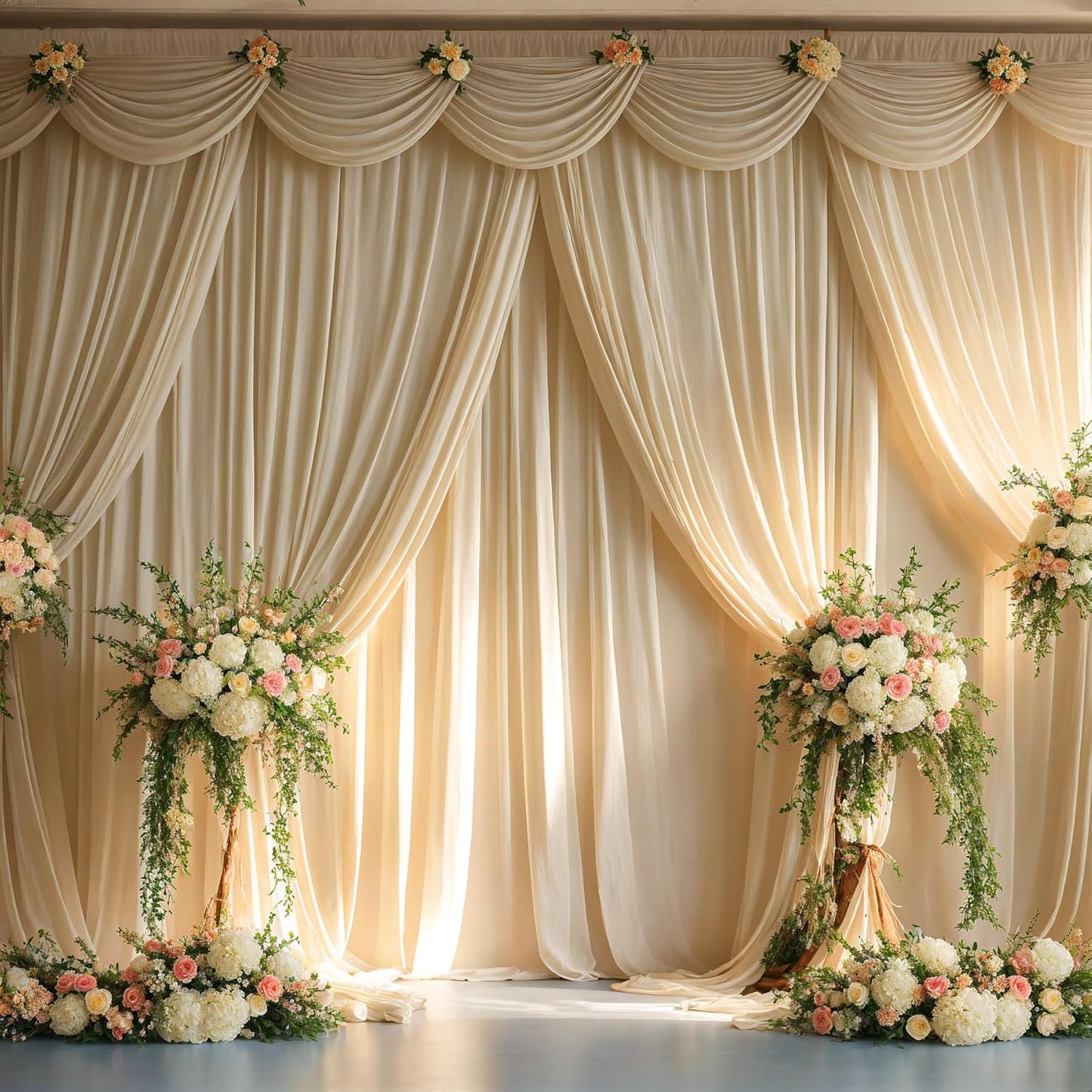 10ftx10ft Black Backdrop Curtains for Weddings Parties, Wrinkle Free 2 Panels Silky Polyester Photo Backdrop Drapes Back Drop Cloth Drapery for Birthday Mother'sDay Photography Background