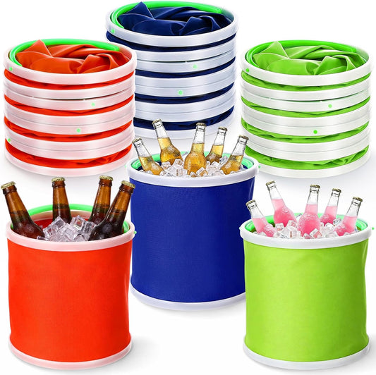 12 Pcs Ice Buckets Bulk 5 Liter Collapsible Plastic Ice Buckets for Party with Handles Portable Drink Bucket for Cocktail Bar Wine Beer Champagne Beverage Pool Wedding Camping Party Favor