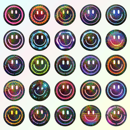 50PCS Smiling Stickers, Cute Water Bottle Stickers for Kids, for Teaching Rewards, Notebooks, Stationery, Luggage, Cartoon PVC Happy Stickers