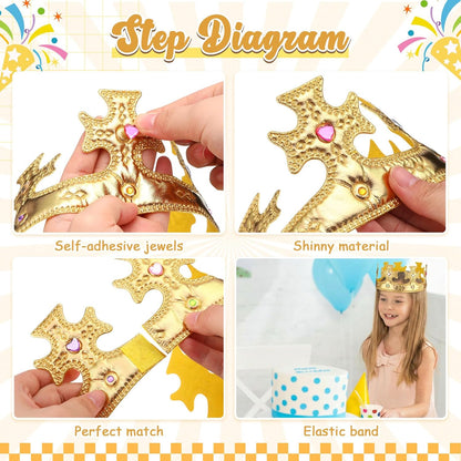 Yaomiao 44 Pcs Birthday Foam Crowns for Kids Princess Tiaras King Hat Bulk Diamond Sticker Kits for Crown Party Supplies