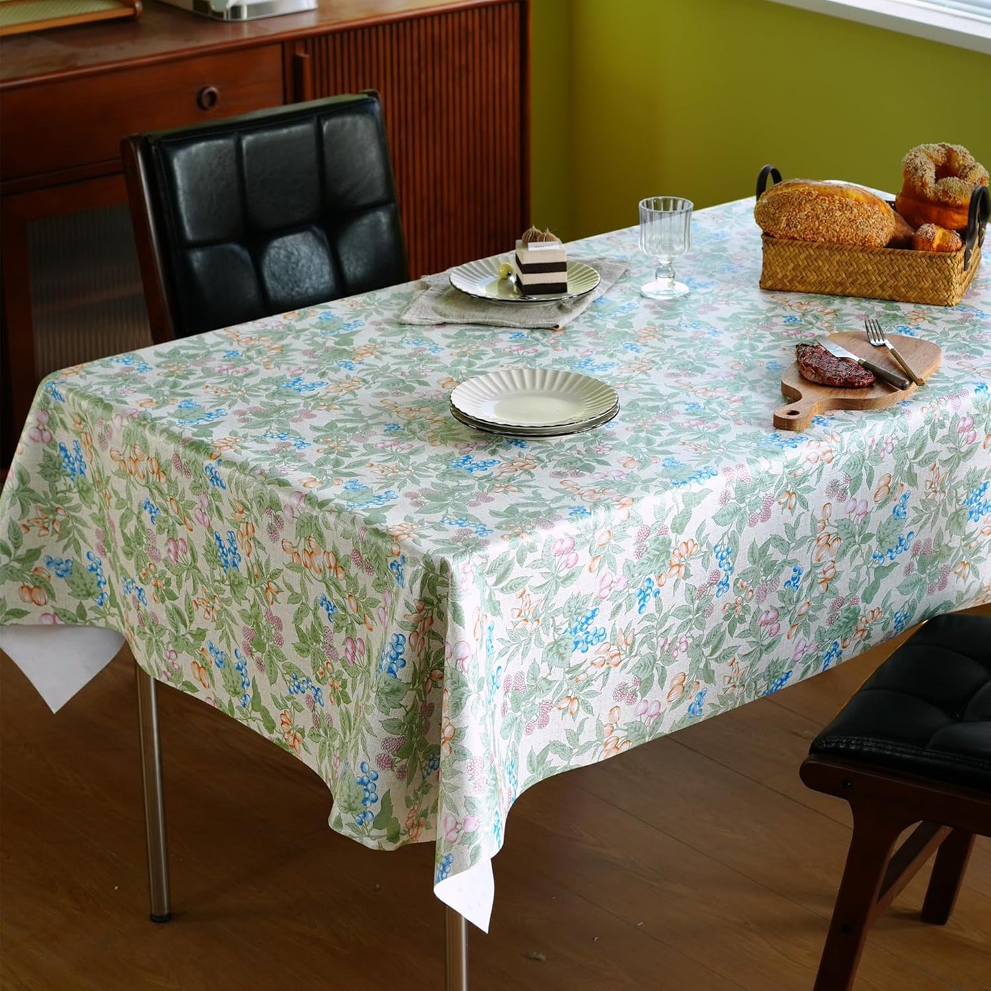 Rectangle Table Cloth,100% Waterproof Tablecloth Oil Proof Spill Proof Vinyl Table Cloth, Wipe Clean Plastic Table Cover for Dining, Camping, Indoor and Outdoor 52" x 70",Leaves
