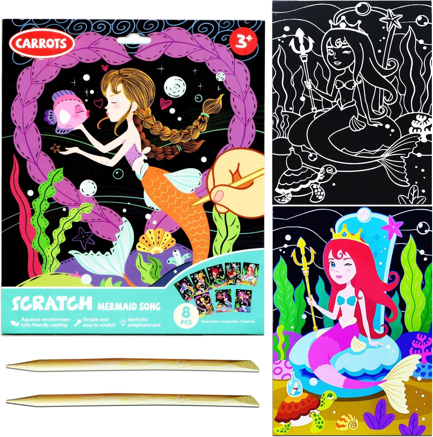 JUNQIU Scratch Art for Kids, Unicorns Black Rainbow Scratch Art Paper Set-Arts and Crafts & Supplies, DIY Activity & Party Games, Gifts for Toddlers, Girls & Boys Ages 3, 4, 5, 6, 7, 8